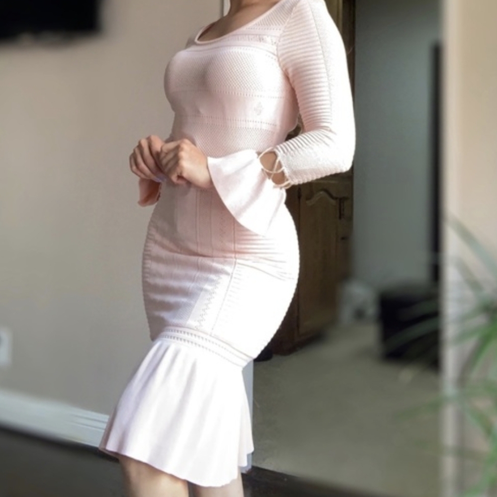 bebe Soft Pink Dreess with Ruffle Hem - Picture 2 of 4